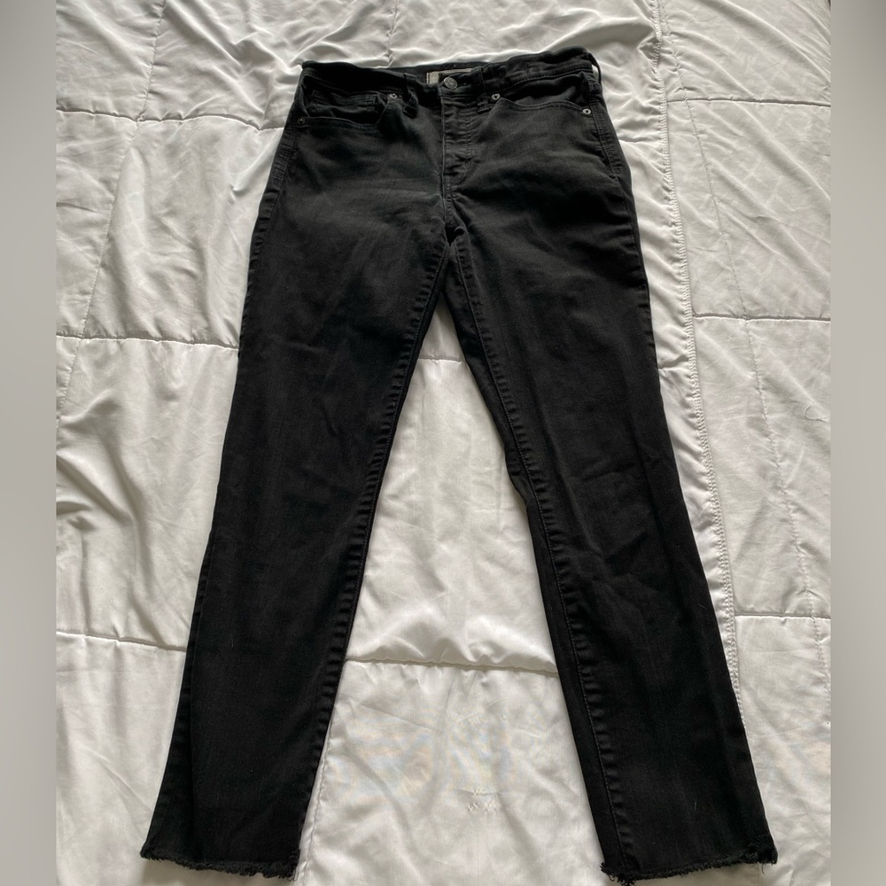 Madewell 9” High-Rise Skinny Crop Black Jeans with Raw Hem